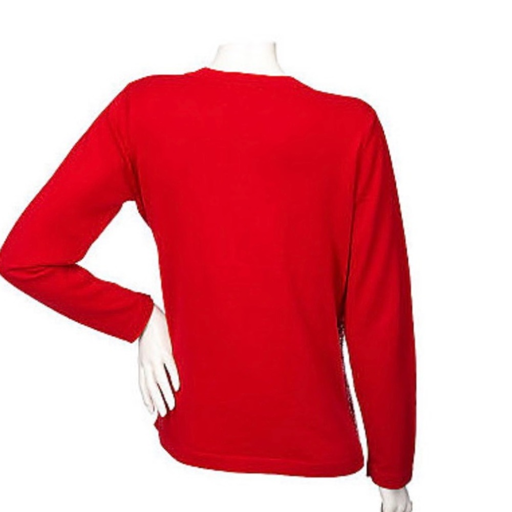 Quacker Factory 1x Red Sequin Zipper Cardigan - image 2